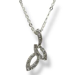 Charter Club Crystal Leaf Pendant Necklace Silver Tone | NWT | $69.95 MSRP